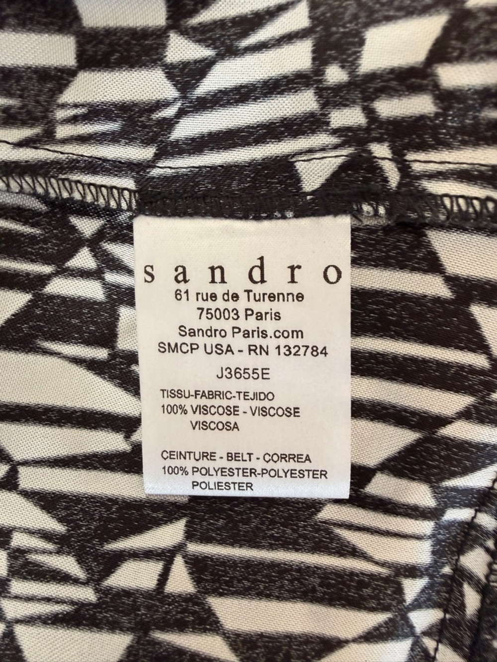 Sandro Black & White Geometric Flared Skirt - Picture 6 of 6